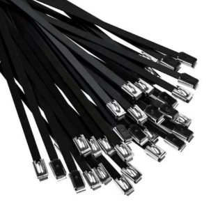 Self-locking stainless steel sprayed cable tie