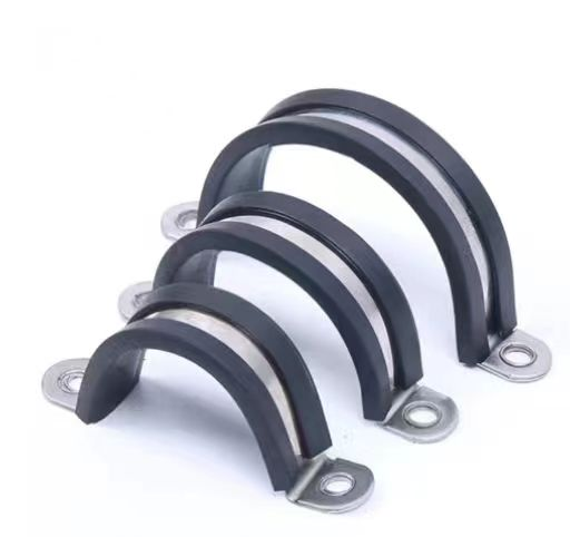 Clamp with rubber strip