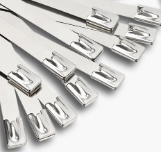 Self-locking stainless steel naked cable tie